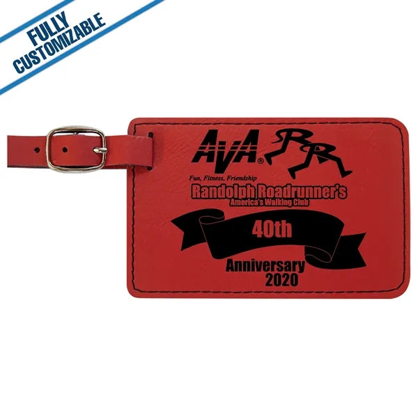 Engraved Leatherette Luggage Tag - Fully Customizable