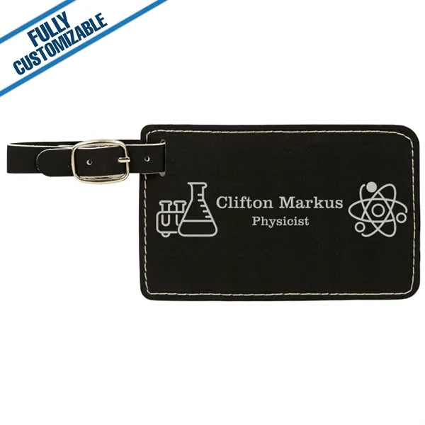 Engraved Leatherette Luggage Tag - Fully Customizable