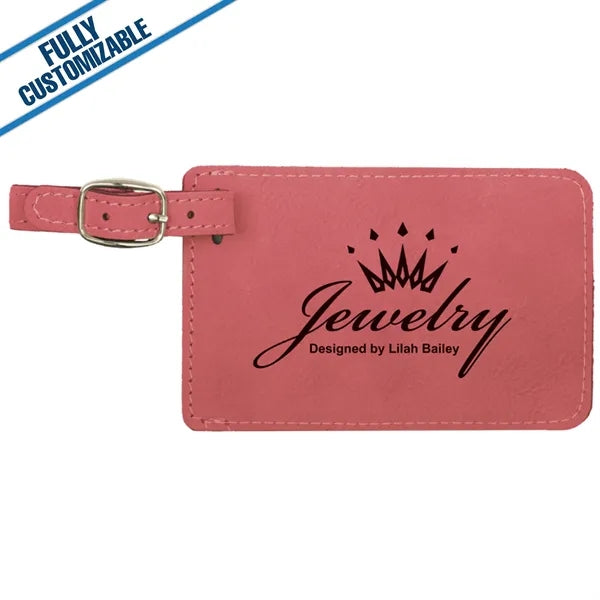 Engraved Leatherette Luggage Tag - Fully Customizable