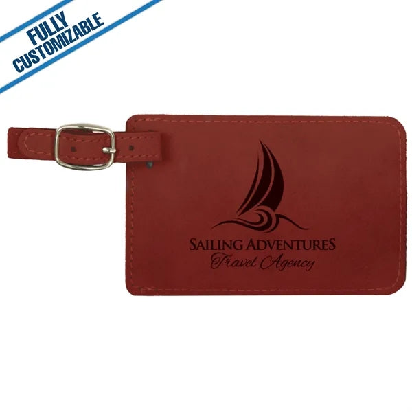 Engraved Leatherette Luggage Tag - Fully Customizable