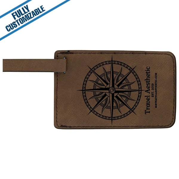 Engraved Leatherette Luggage Tag - Fully Customizable