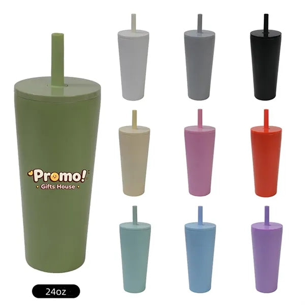 24oz Modern Insulated Tumbler with Lid and Straw