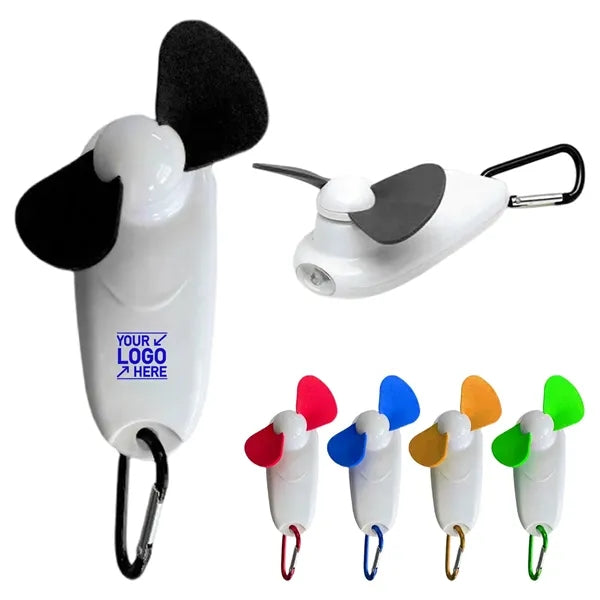 Pocket-Sized Handheld Fan with LED Light and Carabiner