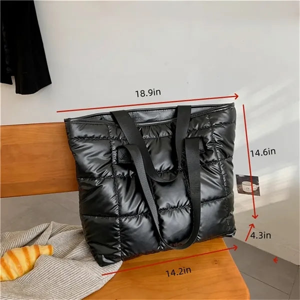 Puffer Tote Bag Soft Puffy Purses for Women Winter
