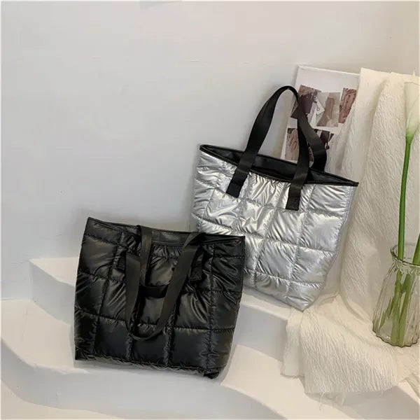 Puffer Tote Bag Soft Puffy Purses for Women Winter
