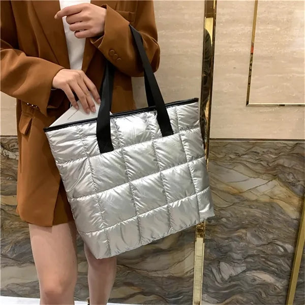 Puffer Tote Bag Soft Puffy Purses for Women Winter