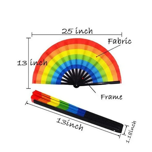 Large Hand Folding Fabric Fan 13"