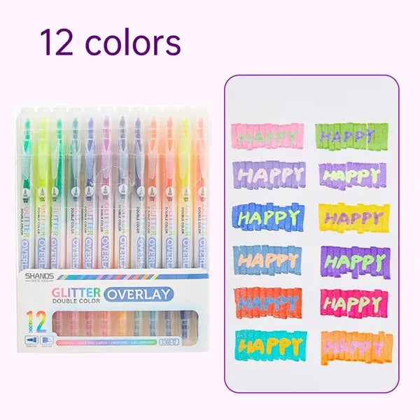 12pcs Dual Tip Highlighters