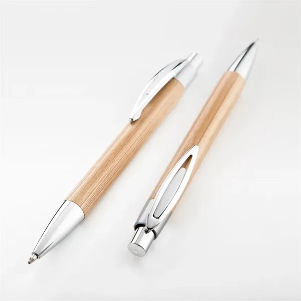 Bamboo-I Retractable Eco-Friendly Pens with Chrome Trims
