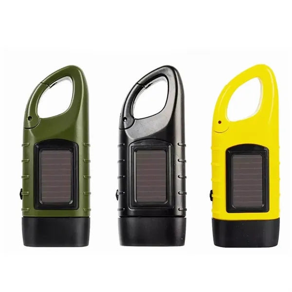 Solar Powered Hand Crank Flashlight with Emergency Features