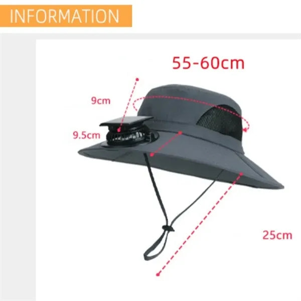 Sun Hat with Fan Solar Power