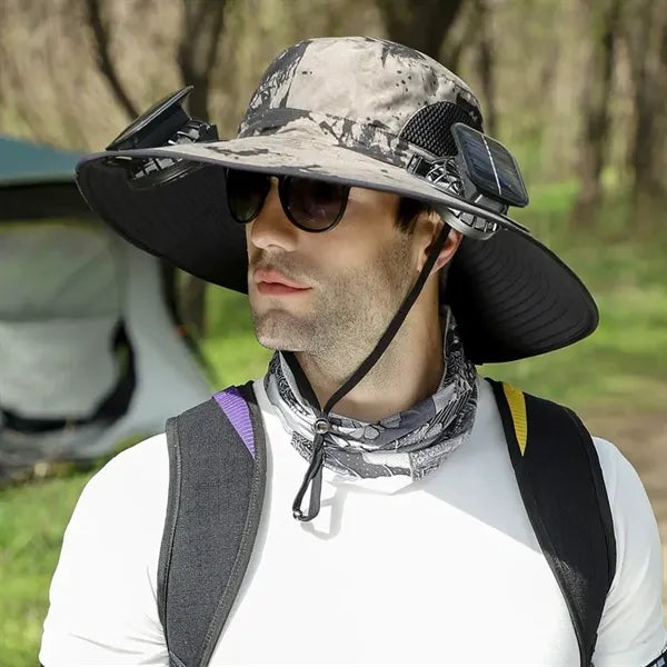 Wide Brim Sun Hats with 2 Solar Fan