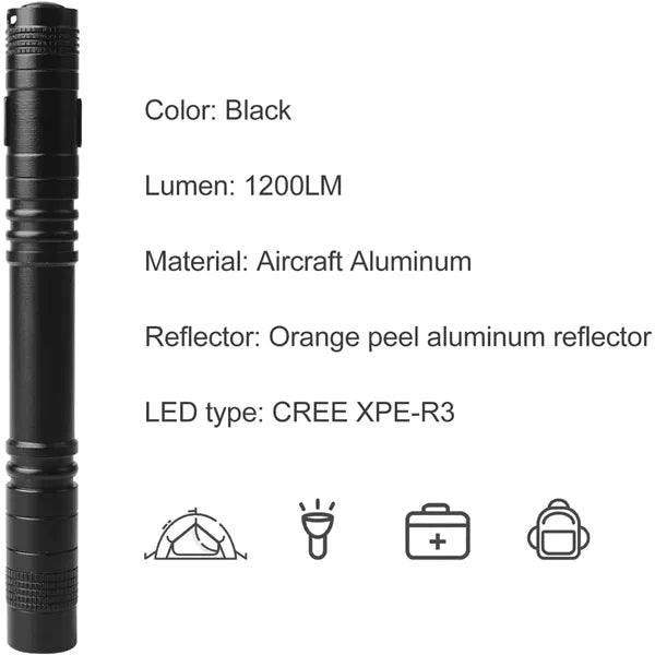 Min 100 Lumens Stylus LED PenLight Flashlight