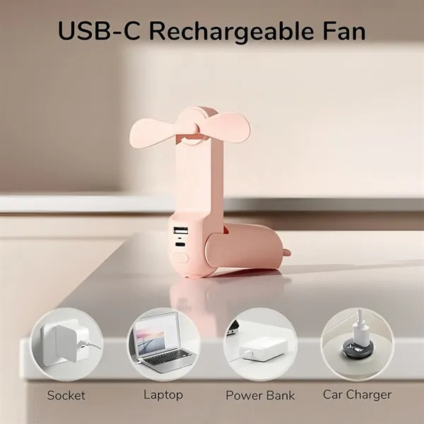 Portable Foldable Mini Fan & Charger Combo