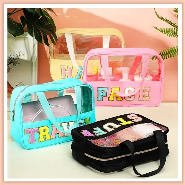 Initial Letter Beach Bag with Zipper Handle