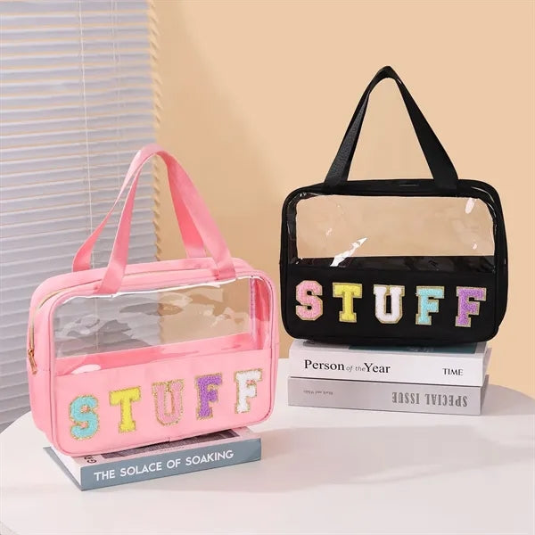 Initial Letter Beach Bag with Zipper Handle