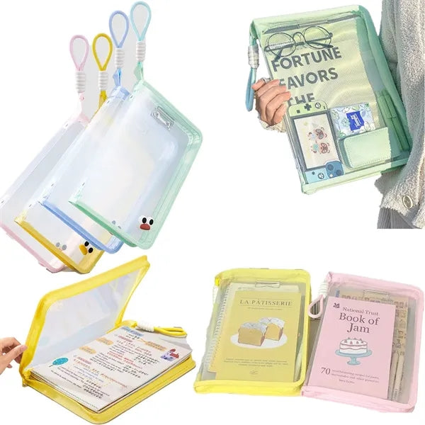 A4 Cute Zipper Student File Organizer Bag