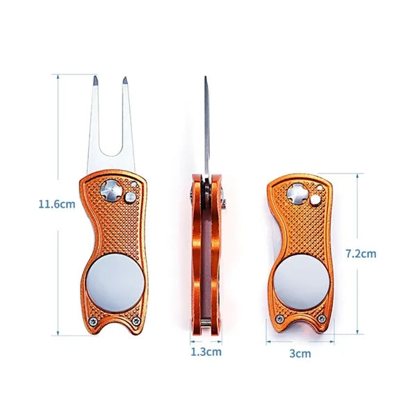Golf Course Folding Fork Tool with Aluminum Handle