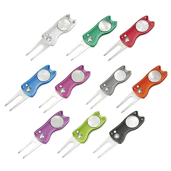 Golf Course Folding Fork Tool with Aluminum Handle