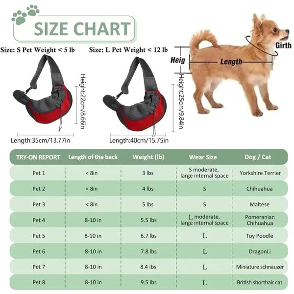 Pet Carrier Backpack Travel Mesh Sling Carry Pack