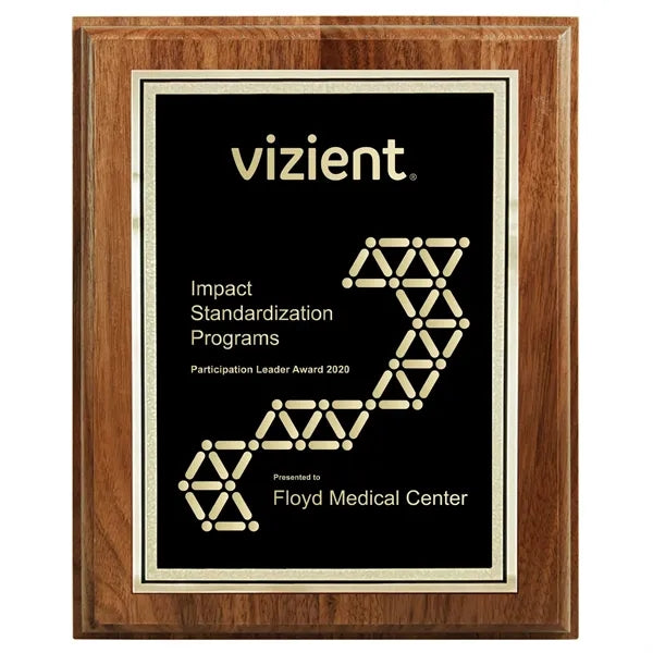 9" x 12" Walnut Step-Edge Laser Engraved Florentine Plaque