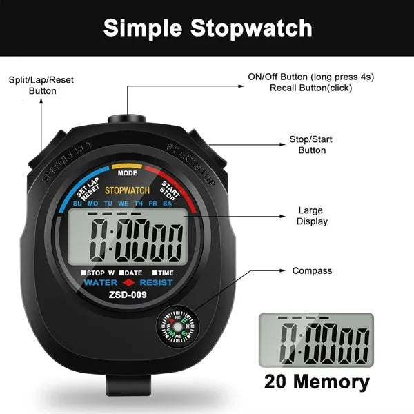 Outdoor Sports Waterproof Multi-Function Stopwatch