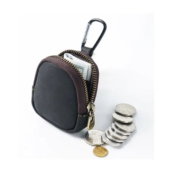 Genuine Cowhide Detachable Hook Large Small Pocket Coin Bag