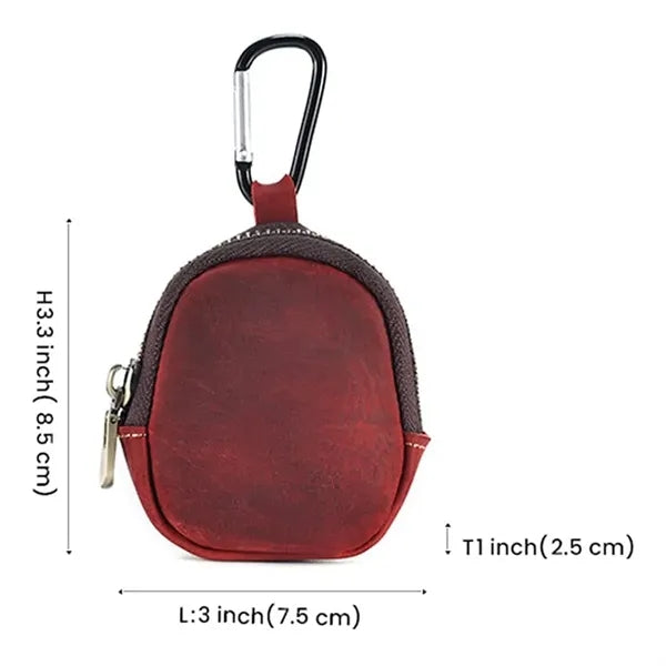Genuine Cowhide Detachable Hook Large Small Pocket Coin Bag