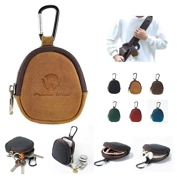 Genuine Cowhide Detachable Hook Large Small Pocket Coin Bag