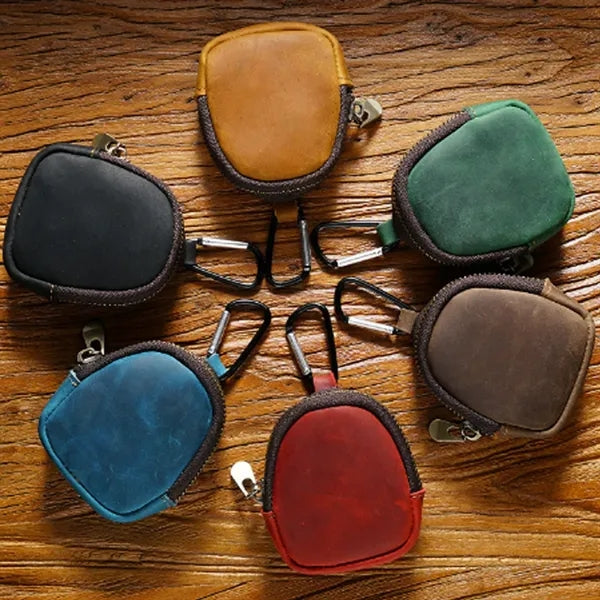 Genuine Cowhide Detachable Hook Large Small Pocket Coin Bag