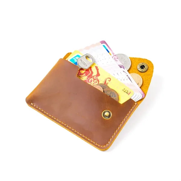 Square Top Layer Cowhide Creative Snap Button Coin Purse