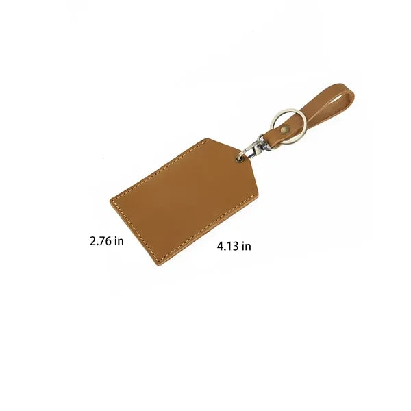 Cowhide Handmade Mini Detachable Bus Card Holder Keychain