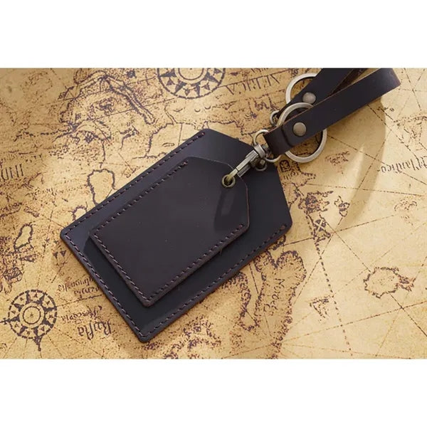 Cowhide Handmade Mini Detachable Bus Card Holder Keychain