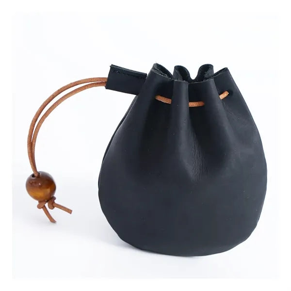 Vintage Top Layer Cowhide Drawstring Coin Purse Pocket Bag