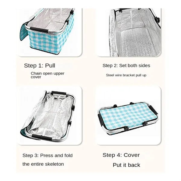 Aluminum Film Dual Function Folding Picnic Basket