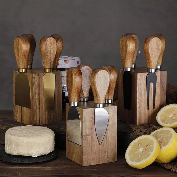 Stainless Steel Acacia Magnetic Cheese Knife Holder