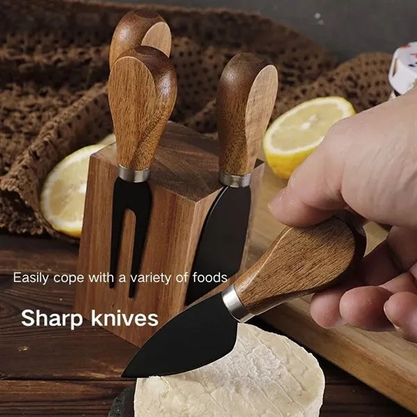 Stainless Steel Acacia Magnetic Cheese Knife Holder