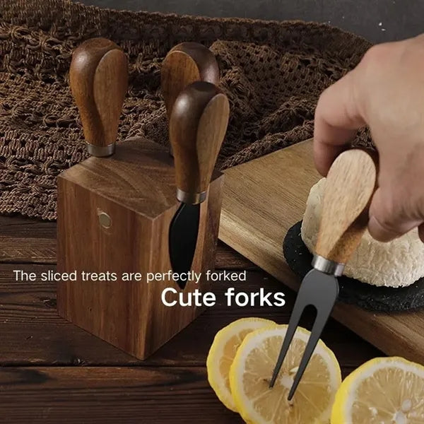 Stainless Steel Acacia Magnetic Cheese Knife Holder