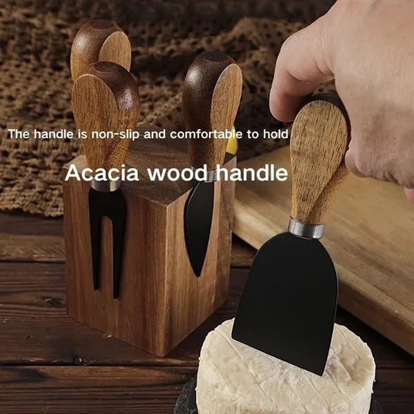 Stainless Steel Acacia Magnetic Cheese Knife Holder