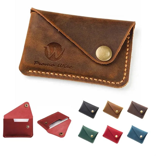 Crazy Horse Leather Button Coin Purse