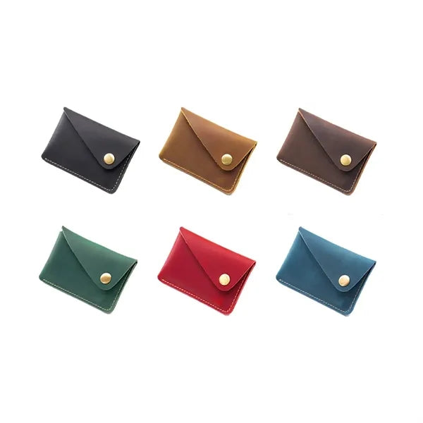 Crazy Horse Leather Button Coin Purse