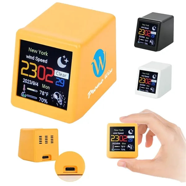 Mini Waterproof Square Smart Weather Clock Desktop Ornament