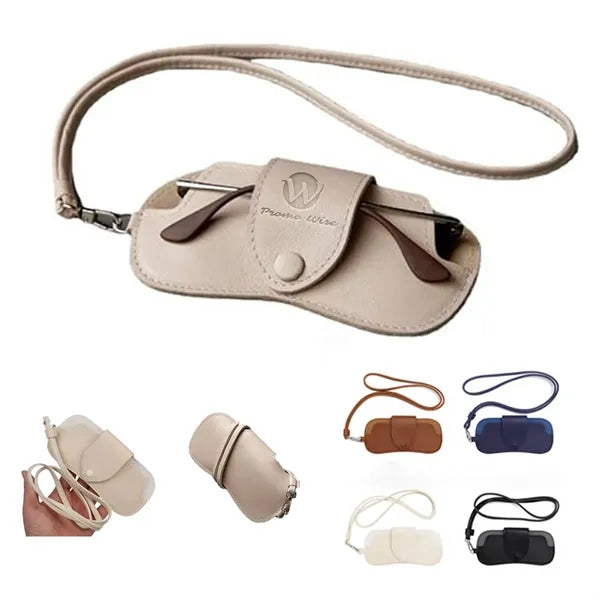 Adjustable Lanyard Fashion Leather Glasses Storage Bag