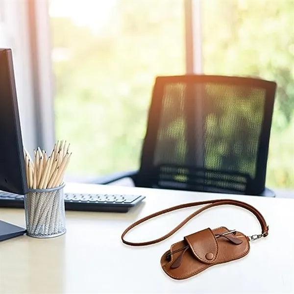 Adjustable Lanyard Fashion Leather Glasses Storage Bag