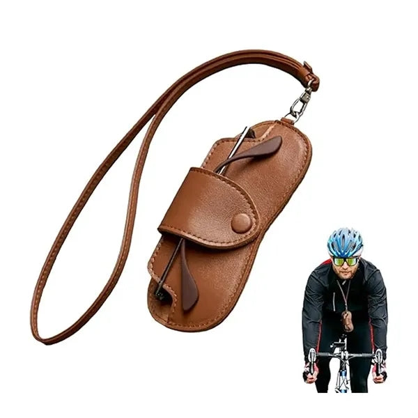 Adjustable Lanyard Fashion Leather Glasses Storage Bag