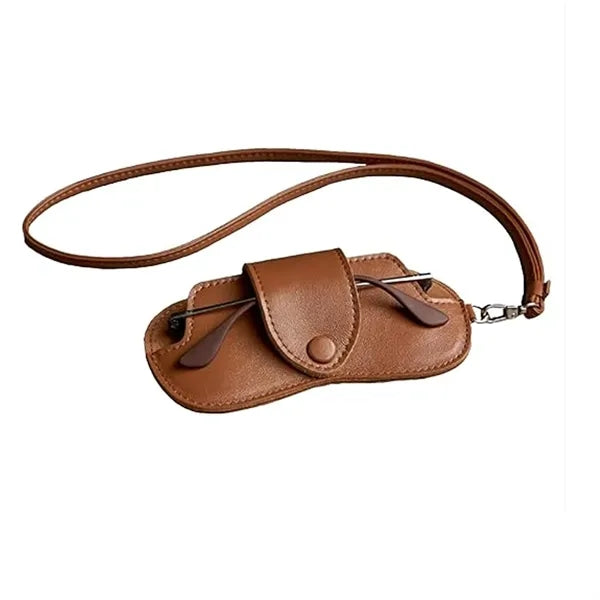 Adjustable Lanyard Fashion Leather Glasses Storage Bag