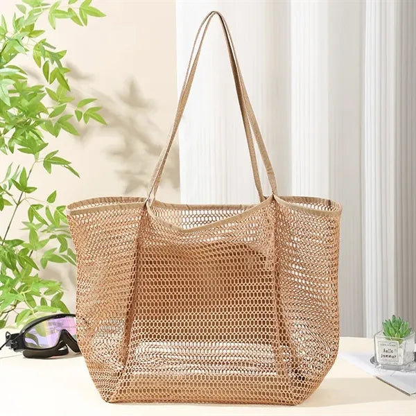 Travel Sling Mesh Beach Tote Bag Unesix Custom Logo