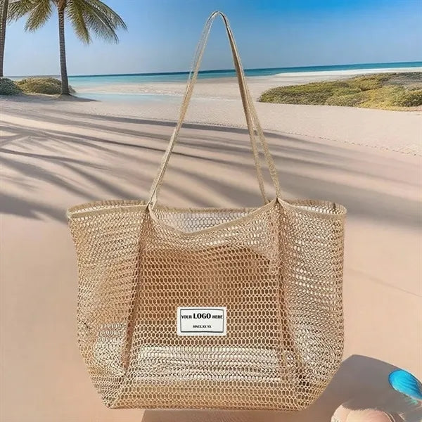 Travel Sling Mesh Beach Tote Bag Unesix Custom Logo