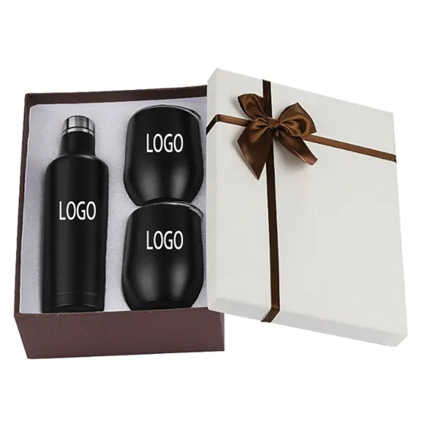 Double Walled Vacuum Wine Bottle & Tumblers Gift Set