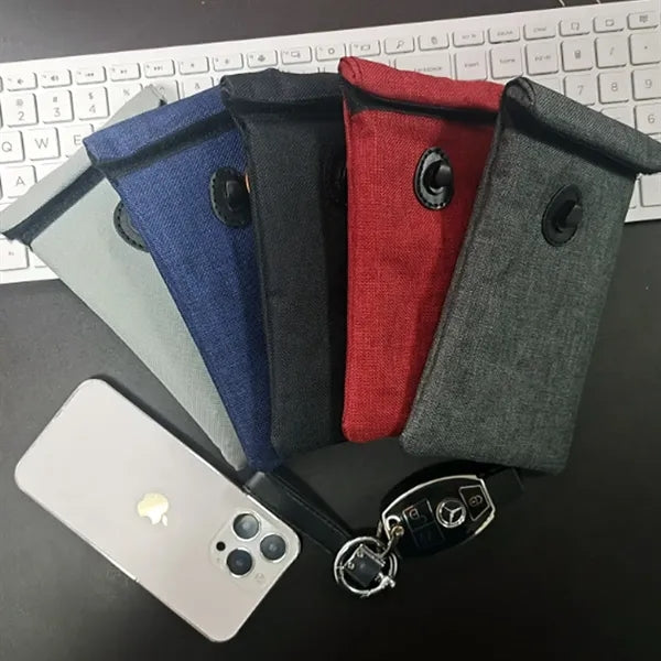 RFID Blocking Mobile Phone Pouch with Drawstring Closure